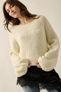 Keep Me Warm Textured Knit Balloon-Sleeve Sweater - ShopPromesa