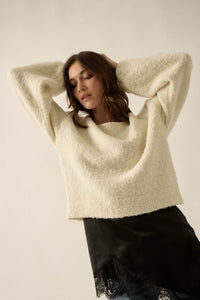 Keep Me Warm Textured Knit Balloon-Sleeve Sweater - ShopPromesa