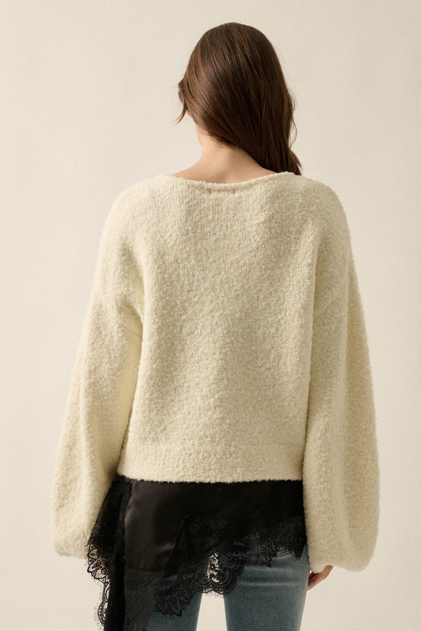 Keep Me Warm Textured Knit Balloon-Sleeve Sweater - ShopPromesa