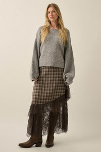 Keep Me Warm Textured Knit Balloon-Sleeve Sweater - ShopPromesa