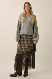 Keep Me Warm Textured Knit Balloon-Sleeve Sweater - ShopPromesa