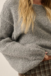 Keep Me Warm Textured Knit Balloon-Sleeve Sweater - ShopPromesa