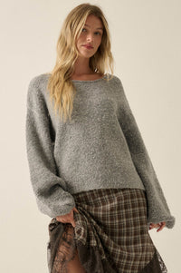 Keep Me Warm Textured Knit Balloon-Sleeve Sweater - ShopPromesa