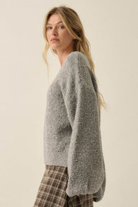 Keep Me Warm Textured Knit Balloon-Sleeve Sweater - ShopPromesa