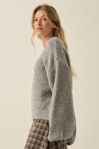 Keep Me Warm Textured Knit Balloon-Sleeve Sweater - ShopPromesa