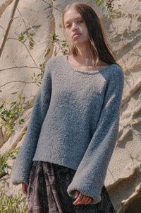Keep Me Warm Textured Knit Balloon-Sleeve Sweater - ShopPromesa
