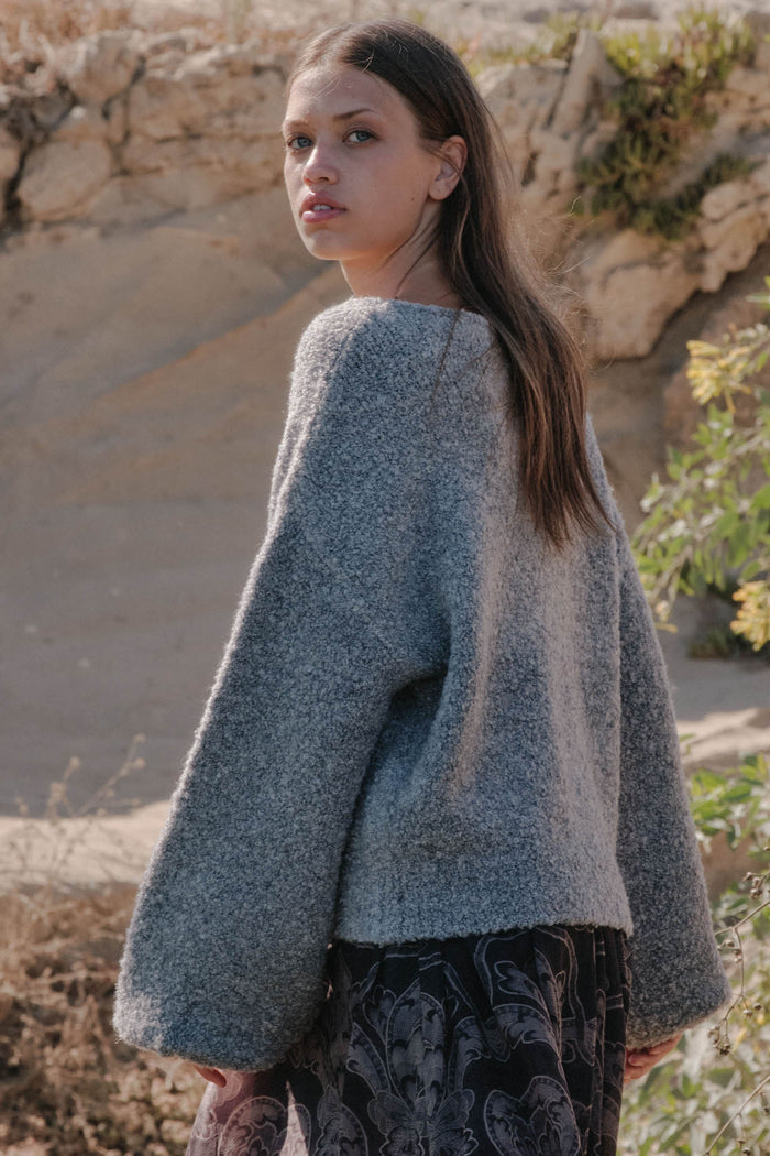 Keep Me Warm Textured Knit Balloon-Sleeve Sweater - ShopPromesa