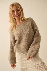 Keep Me Warm Textured Knit Balloon-Sleeve Sweater - ShopPromesa