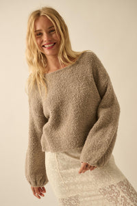 Keep Me Warm Textured Knit Balloon-Sleeve Sweater - ShopPromesa