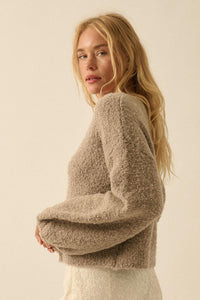 Keep Me Warm Textured Knit Balloon-Sleeve Sweater - ShopPromesa