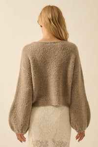 Keep Me Warm Textured Knit Balloon-Sleeve Sweater - ShopPromesa