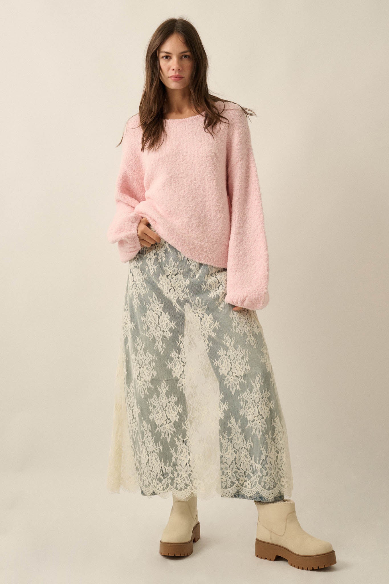 Keep Me Warm Textured Knit Balloon-Sleeve Sweater - ShopPromesa