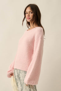 Keep Me Warm Textured Knit Balloon-Sleeve Sweater - ShopPromesa