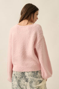 Keep Me Warm Textured Knit Balloon-Sleeve Sweater - ShopPromesa