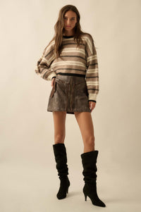 Parallel Lives Striped Knit Drop-Shoulder Sweater - ShopPromesa