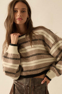 Parallel Lives Striped Knit Drop-Shoulder Sweater - ShopPromesa