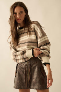 Parallel Lives Striped Knit Drop-Shoulder Sweater - ShopPromesa
