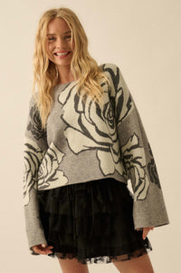 Smell the Roses Floral Jacquard-Knit Sweater - ShopPromesa