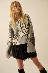 Smell the Roses Floral Jacquard-Knit Sweater - ShopPromesa