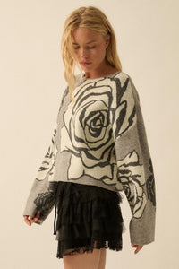 Smell the Roses Floral Jacquard-Knit Sweater - ShopPromesa