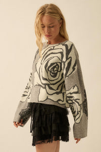 Smell the Roses Floral Jacquard-Knit Sweater - ShopPromesa