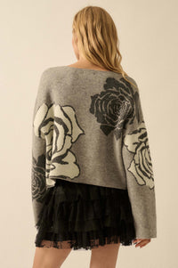 Smell the Roses Floral Jacquard-Knit Sweater - ShopPromesa