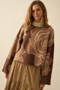 Smell the Roses Floral Jacquard-Knit Sweater - ShopPromesa