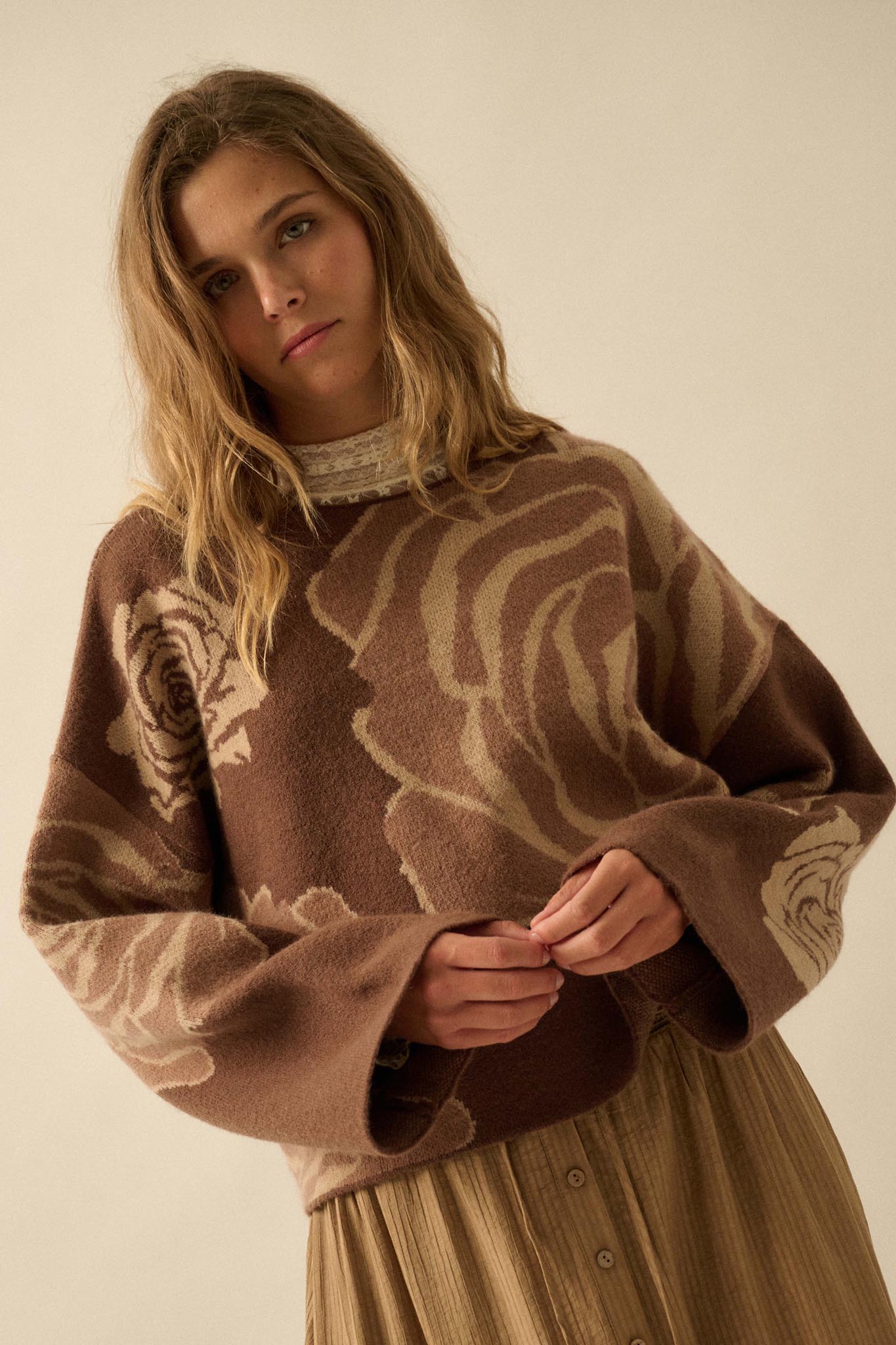 Smell the Roses Floral Jacquard-Knit Sweater - ShopPromesa