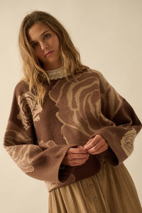 Smell the Roses Floral Jacquard-Knit Sweater - ShopPromesa