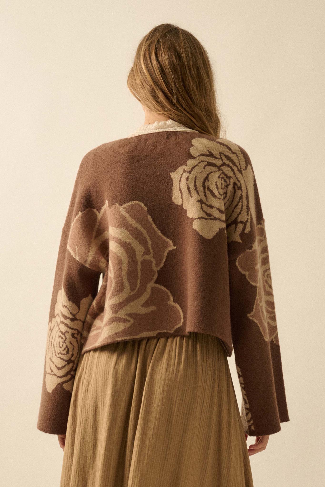 Smell the Roses Floral Jacquard-Knit Sweater - ShopPromesa