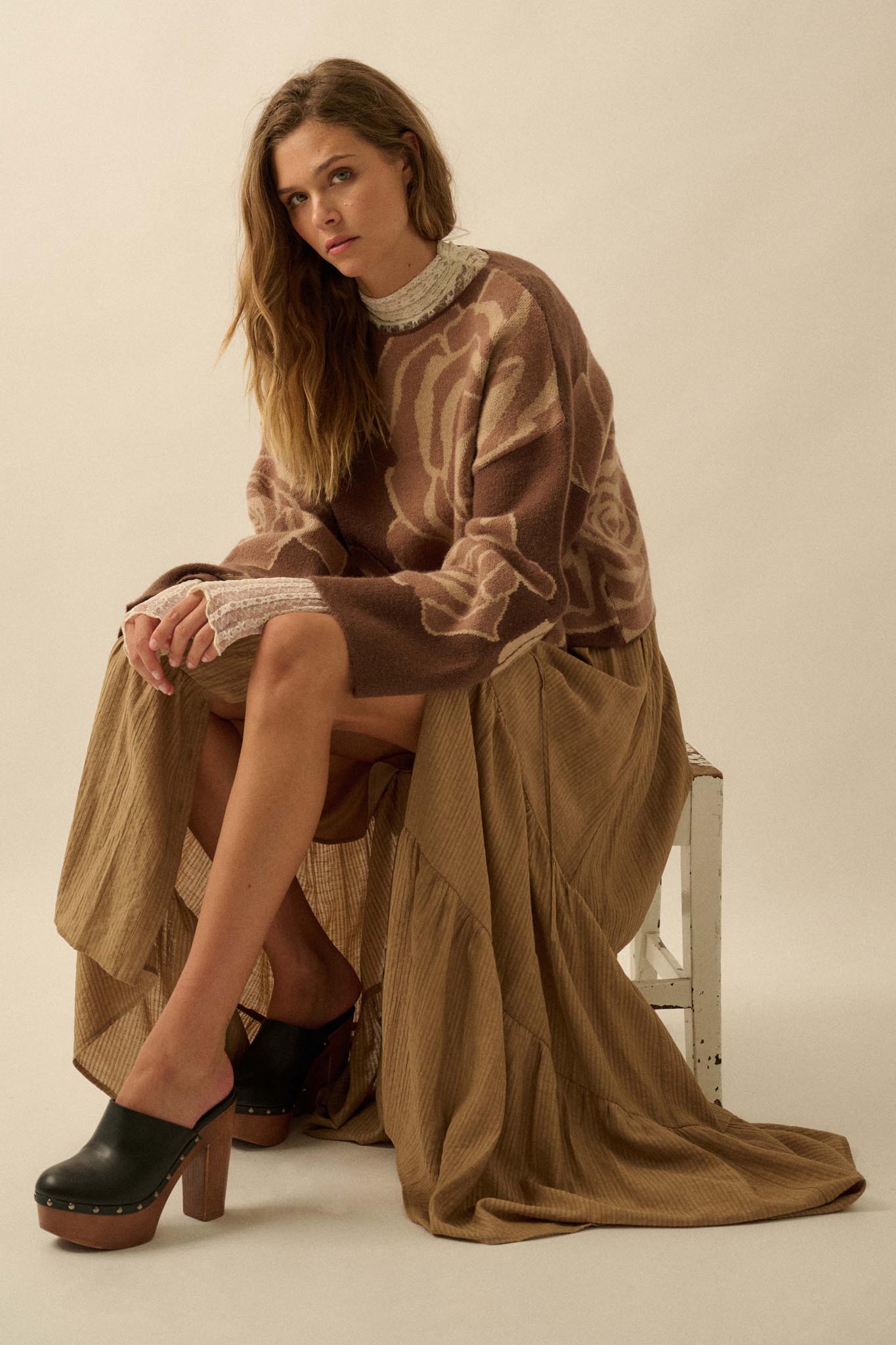 Smell the Roses Floral Jacquard-Knit Sweater - ShopPromesa