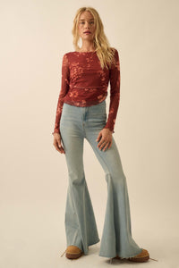 Spice It Up Floral Mesh Ruched Asymmetrical Top - ShopPromesa