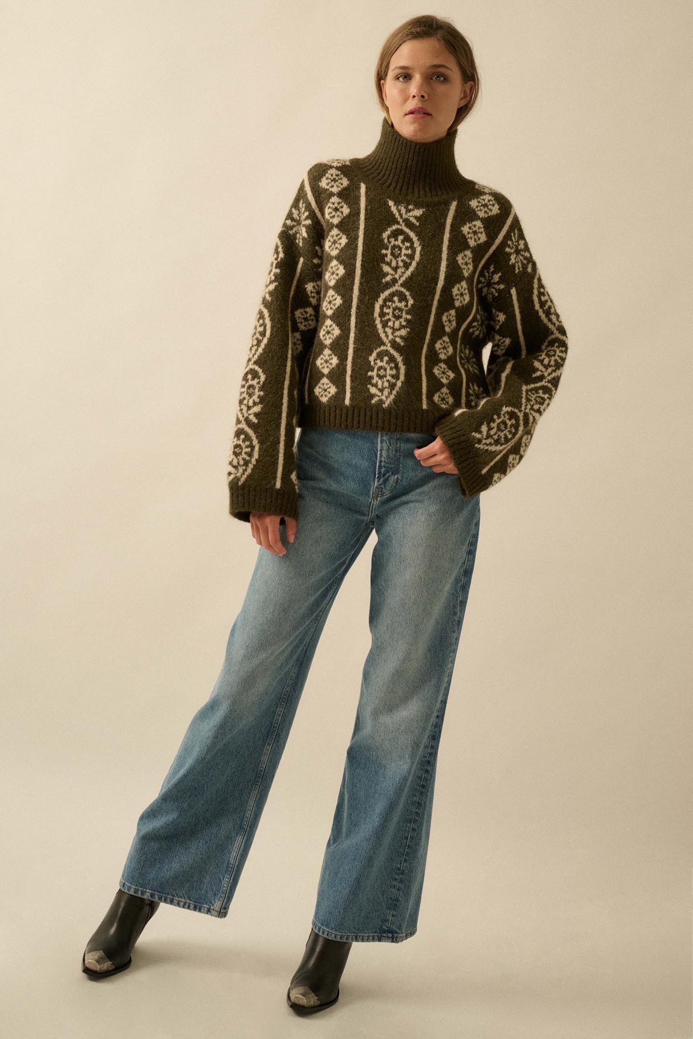 First Frost Mock-Neck Nordic-Knit Sweater - ShopPromesa