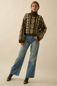 First Frost Mock-Neck Nordic-Knit Sweater - ShopPromesa