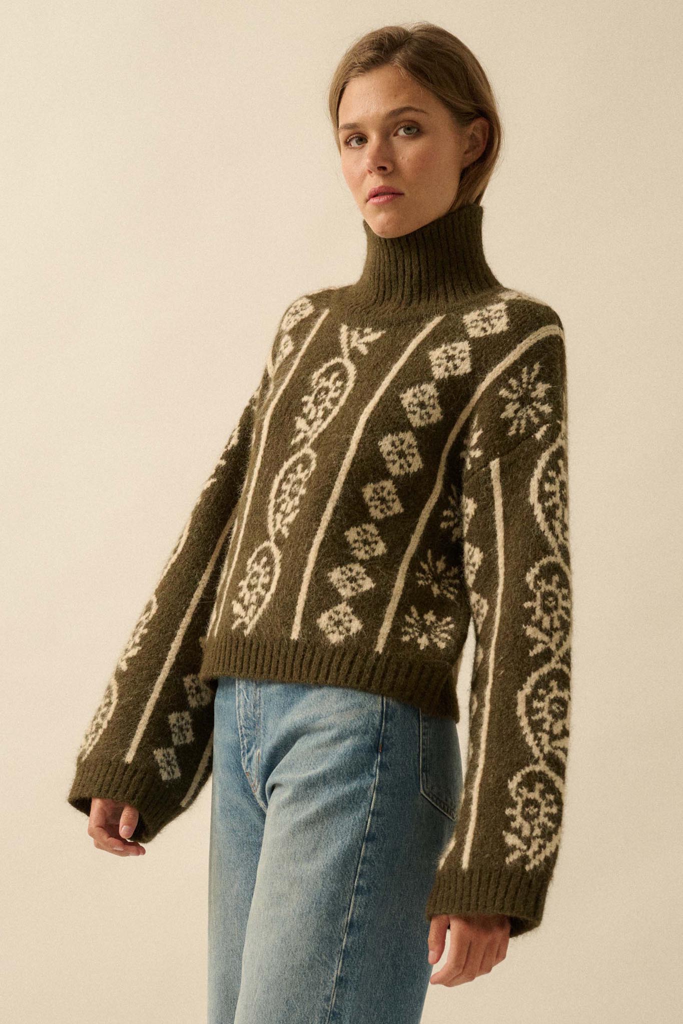 First Frost Mock-Neck Nordic-Knit Sweater - ShopPromesa