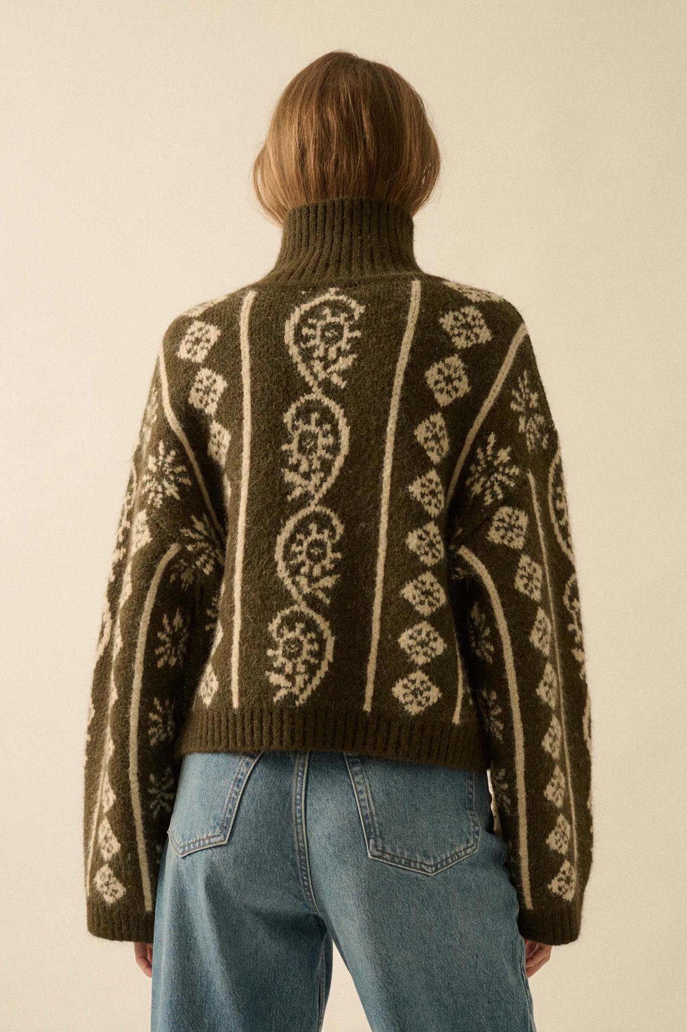 First Frost Mock-Neck Nordic-Knit Sweater - ShopPromesa