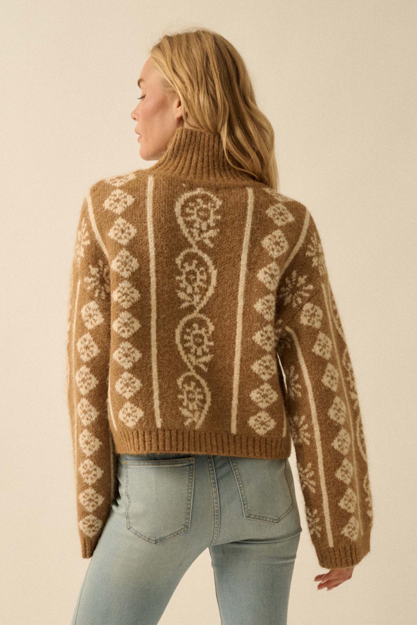 First Frost Mock-Neck Nordic-Knit Sweater - ShopPromesa