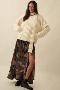 Keep Your Cool Textured Ribbed Knit Scarf Sweater - ShopPromesa