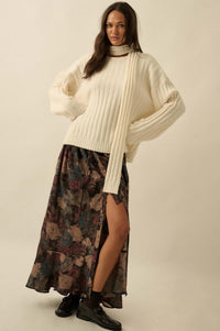 Keep Your Cool Textured Ribbed Knit Scarf Sweater - ShopPromesa