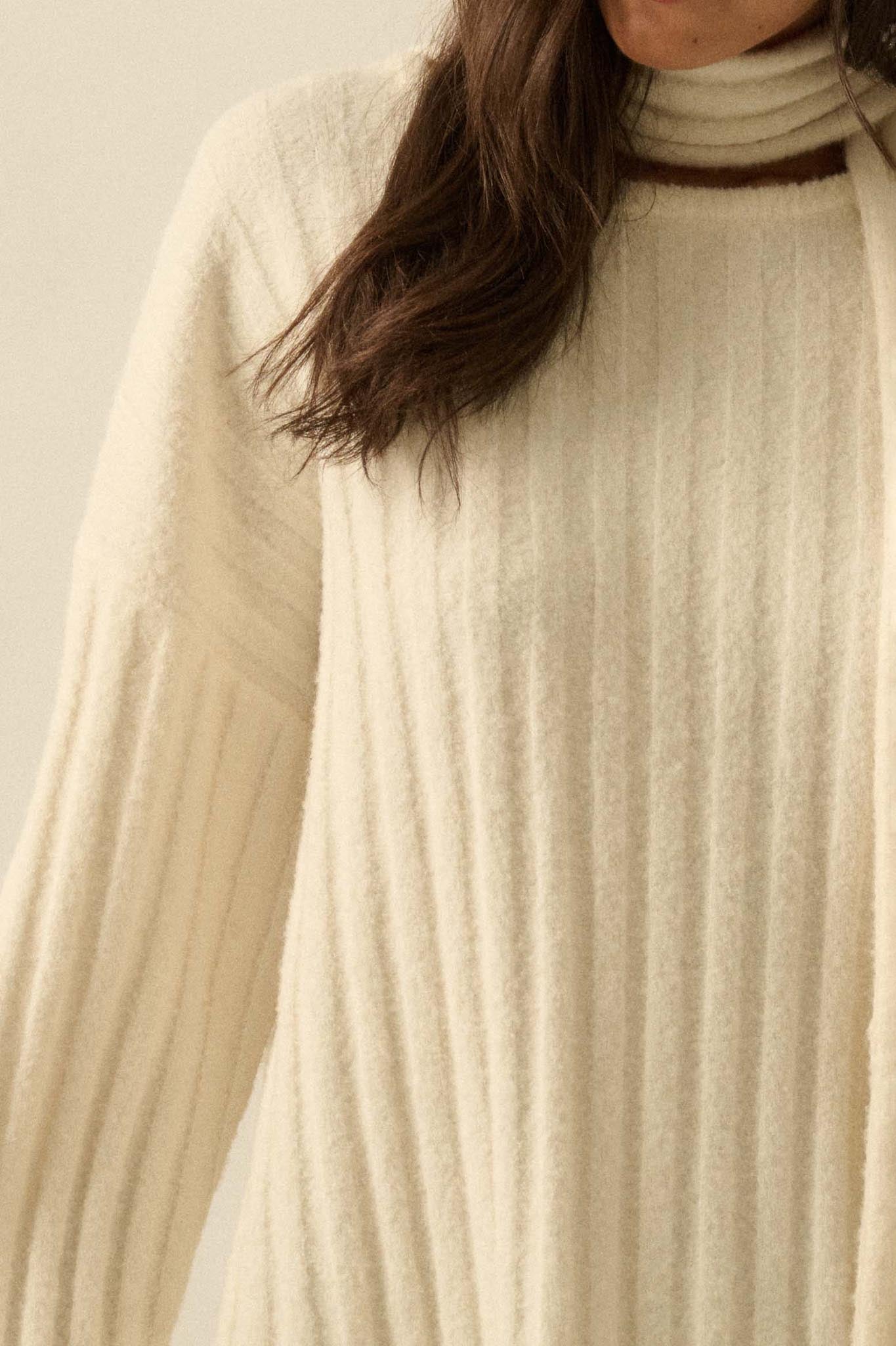 Keep Your Cool Textured Ribbed Knit Scarf Sweater - ShopPromesa