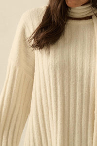 Keep Your Cool Textured Ribbed Knit Scarf Sweater - ShopPromesa