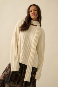 Keep Your Cool Textured Ribbed Knit Scarf Sweater - ShopPromesa