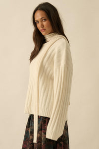 Keep Your Cool Textured Ribbed Knit Scarf Sweater - ShopPromesa