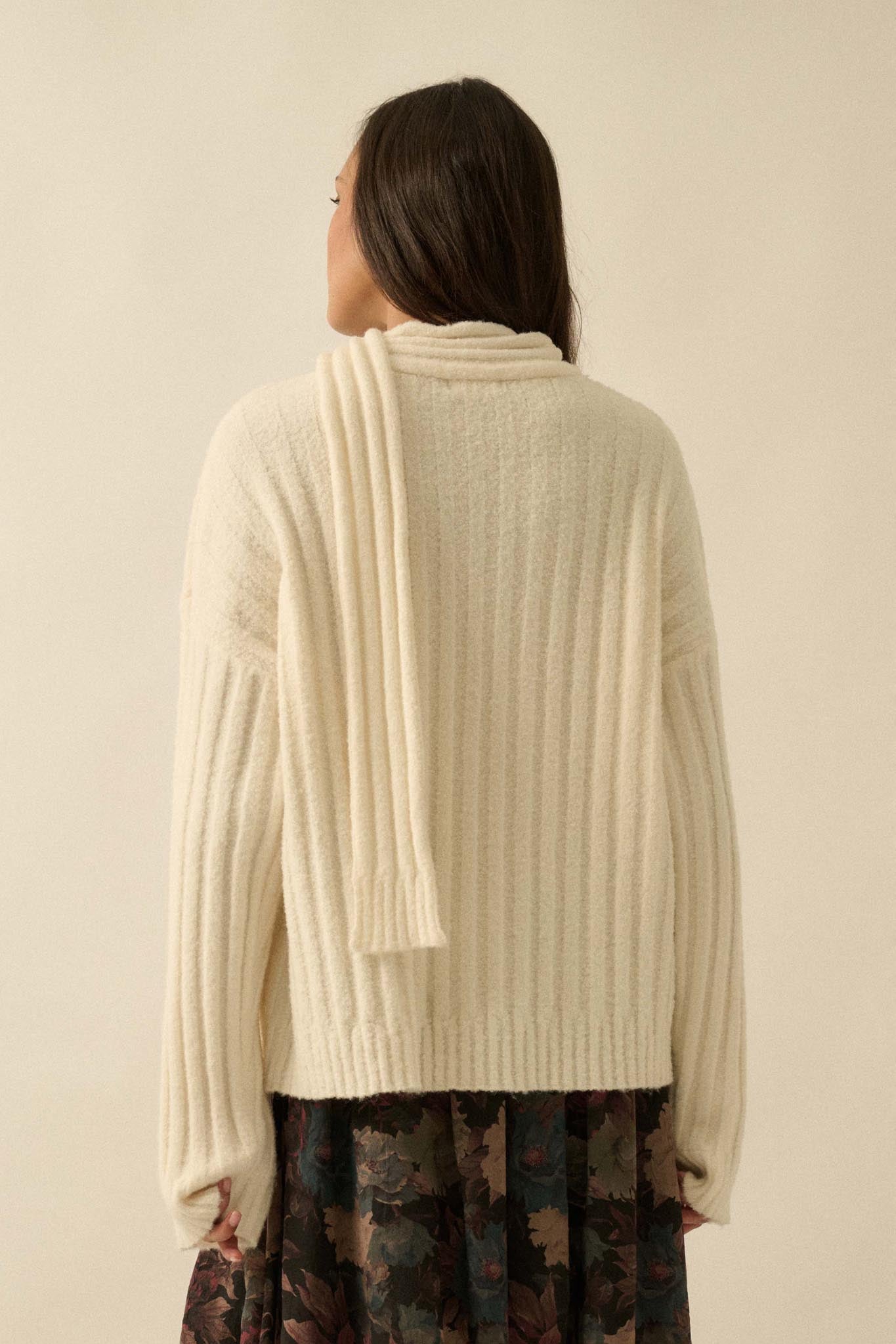 Keep Your Cool Textured Ribbed Knit Scarf Sweater - ShopPromesa