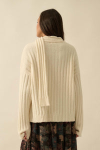 Keep Your Cool Textured Ribbed Knit Scarf Sweater - ShopPromesa