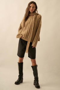 Keep Your Cool Textured Ribbed Knit Scarf Sweater - ShopPromesa