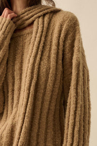 Keep Your Cool Textured Ribbed Knit Scarf Sweater - ShopPromesa