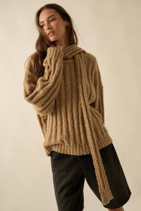 Keep Your Cool Textured Ribbed Knit Scarf Sweater - ShopPromesa