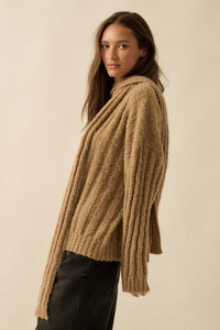 Keep Your Cool Textured Ribbed Knit Scarf Sweater - ShopPromesa