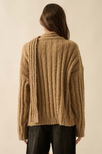 Keep Your Cool Textured Ribbed Knit Scarf Sweater - ShopPromesa
